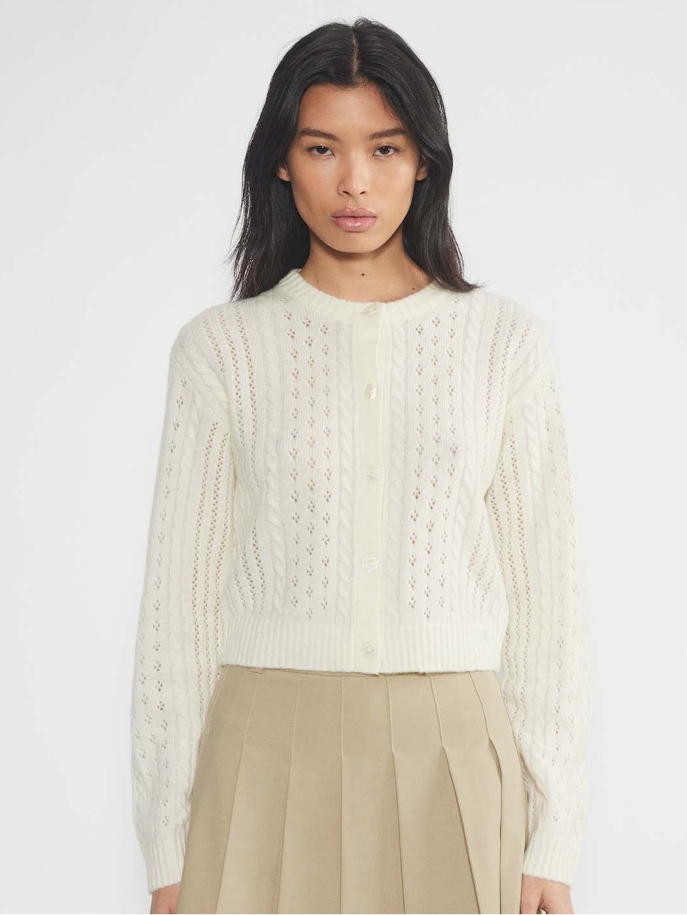 Aritzia Sunday Best Sweet Spot Wool Cardigan Light Birch Size S Cottagecore